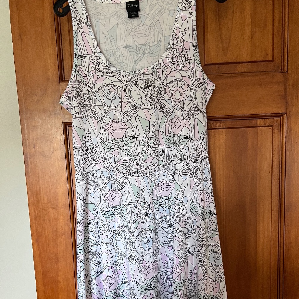 Disney Pastel Floral Stained Glass Print Tank Dress